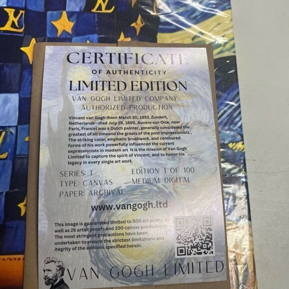 Vincent Van Gogh ART PRINT Louis Vuitton Damien Tribute on Canvas 18X24 COA - Picture 5 of 5